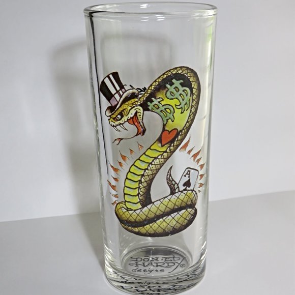 Don Ed Hardy Glass Tumbler - Viper Design - Picture 1 of 6
